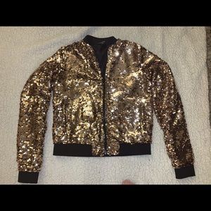 Sequined Rose Gold Bomber Jacket